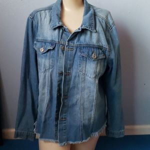 Blue Savvy Denim Jean Jacket w Floral Design